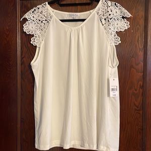 Ophelia Rose Cream Ivory White Lace Sleeve Shirt Top Blouse Women’s XL NWT